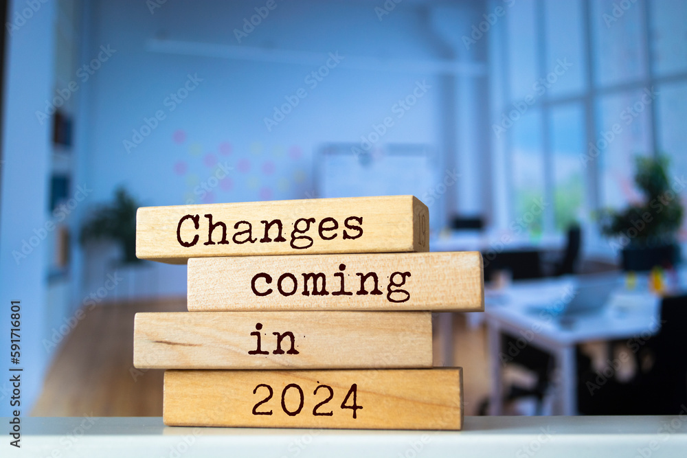 Wooden blocks with words 'Changes coming in 2023'.