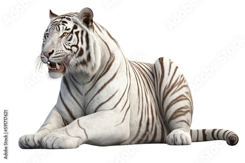 white tiger sitting on a transparent background  Generative Ai