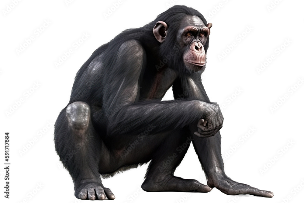 chimpanzee on a transparent background, Generative Ai - obrazy, fototapety, plakaty 