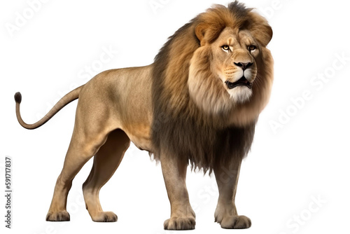 lion standing on a transparent background, Generative Ai