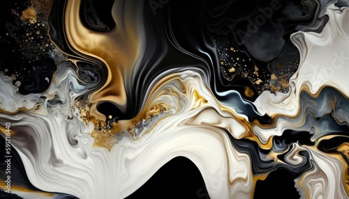 abstract watercolor with gradient color mix, marble like colorful, black gray and white gold flow mixed vintage trends modern luxury granite generative ai	