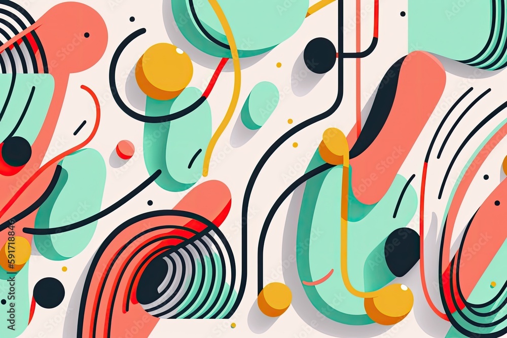 Fototapeta premium vibrant abstract design with circular and linear elements. Generative AI