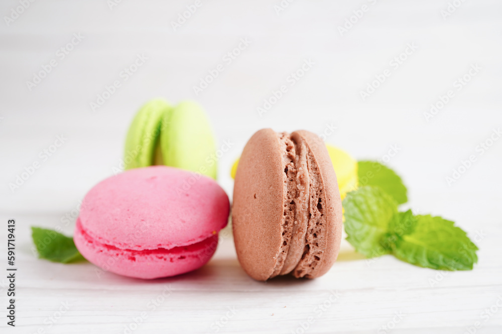 Macaron or french macaroon dessert, cake and cookies on the celebrated birthday. Macaron or french macaroon dessert, cake and cookies on the celebrated birthday.