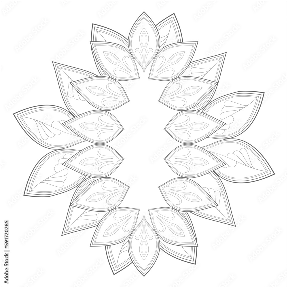Colouring Page for Adult for Fun and Relaxation. Hand Drawn Sketch for Adult Anti Stress. Decorative Abstract Flowers in Black Isolated on White Background.-vector Colouring Page for Adult for Fun and Relaxation. Hand Drawn Sketch for Adult Anti Stress. Decorative Abstract Flowers in Black Isolated on White Background.-vector
