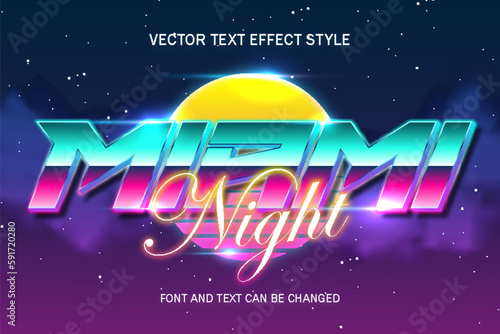 miami night florida beach retrowave synthwave style vaporwave typography editable text effect template background photo