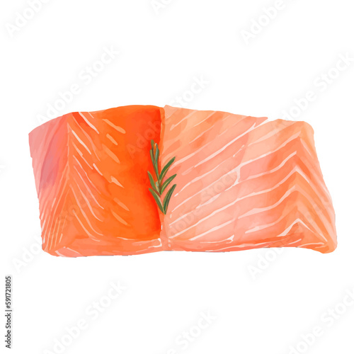 fish meat with style hand drawn digital painting illustration