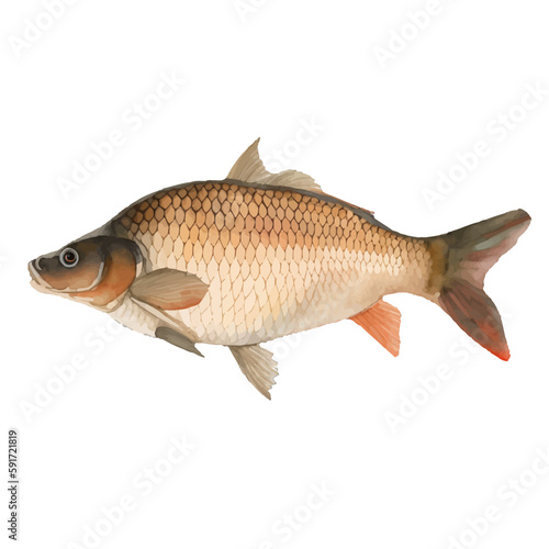 carp with style hand drawn digital painting illustration