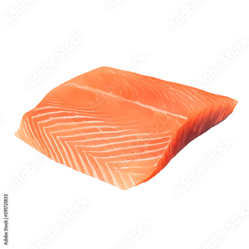 fish meat with style hand drawn digital painting illustration