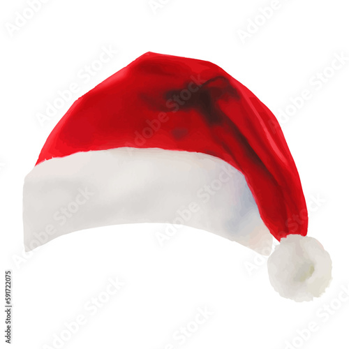 santa hat with style hand drawn digital painting illustration