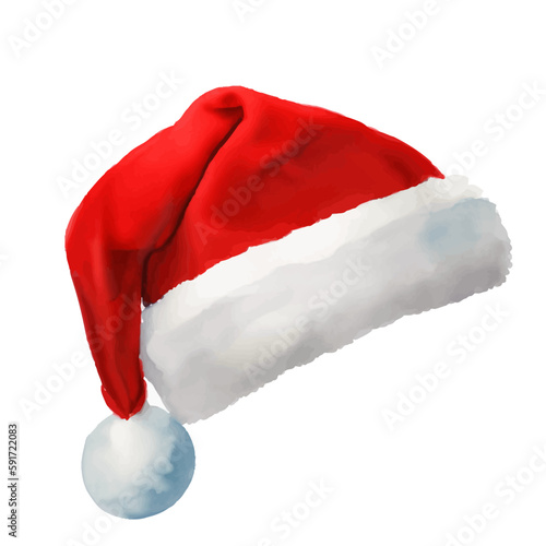 santa hat with style hand drawn digital painting illustration