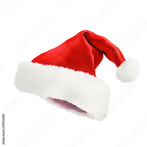 santa hat with style hand drawn digital painting illustration