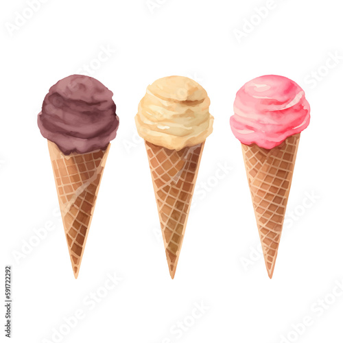 ice cream with style hand drawn digital painting illustration
