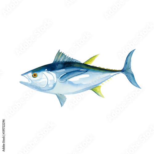 tuna with style hand drawn digital painting illustration