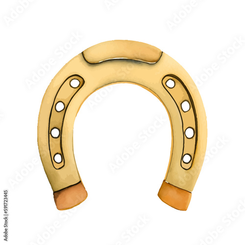 horse shoe with style hand drawn digital painting illustration