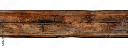 Fotografiet Oak wood beam with grain texture isolated, transparent, png with copy space