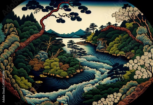 Tela The Jewel River in Musashi Province (1830–1833) in high resolution by Katsushika Hokusai