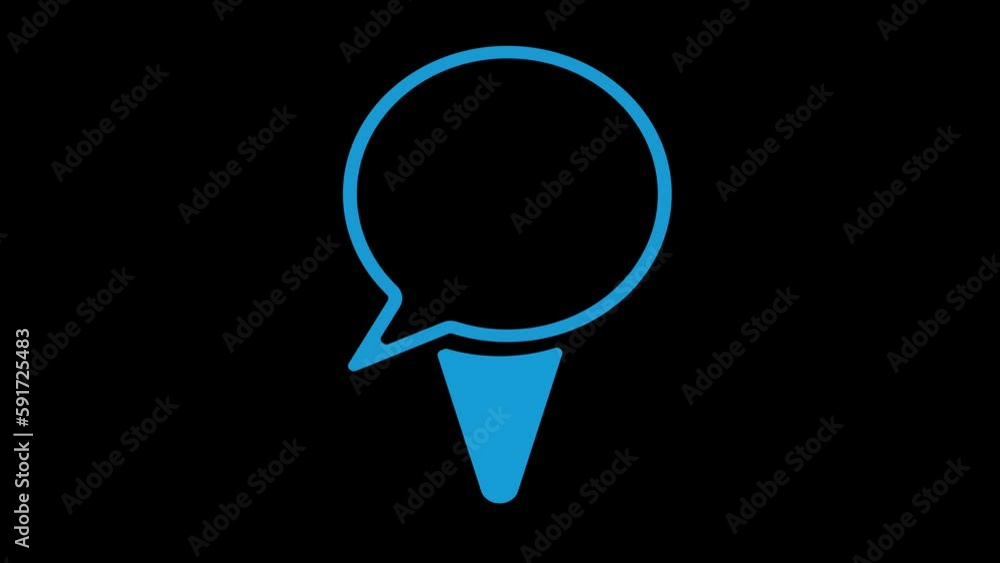 Ice Chat Icon animation ice cream chat technology on the black background. Speech ...