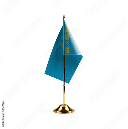 Small national flag of the Kazakhstan on a white background