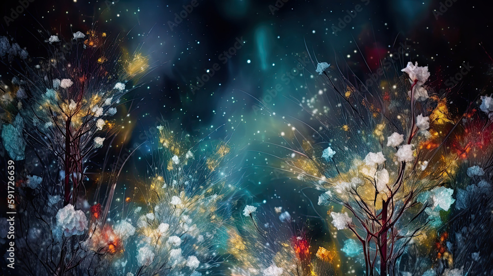 abstract stargazing ethereal flowers. generative AI