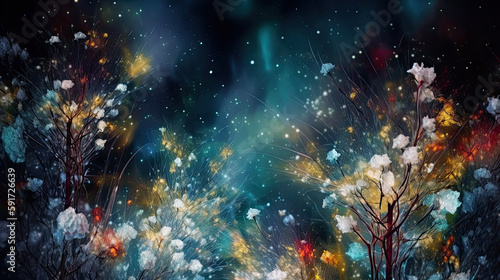 abstract stargazing ethereal flowers. generative AI