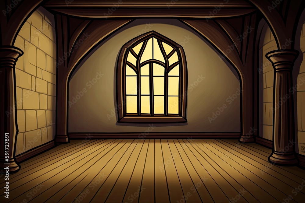 Fototapeta premium n empty room with a window and a wooden floor. Generative AI