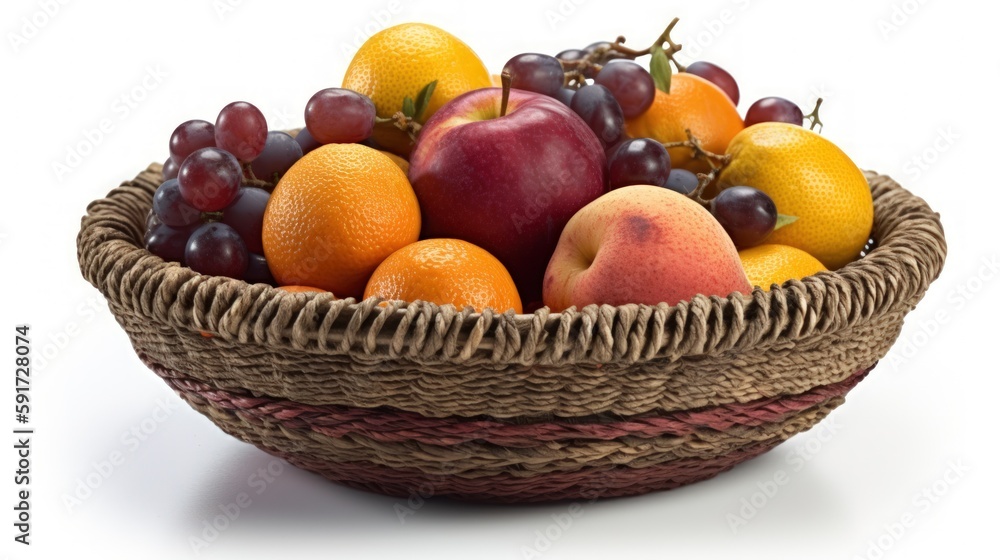 Woven Basket with Handle on Isolated Background Woven Basket with Handle on Isolated Background
