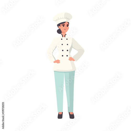 Smiling chef in uniform cooking gourmet meal