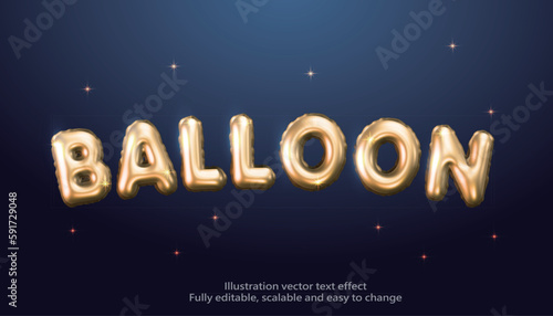 Vector editable text, golden balloon font