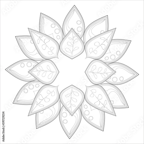 Mandala art for coloring book and art therapy. Doodle vector of flowers for coloring sheet for every age © buyungade