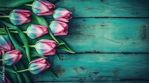 Beautiful frame composition with tulips