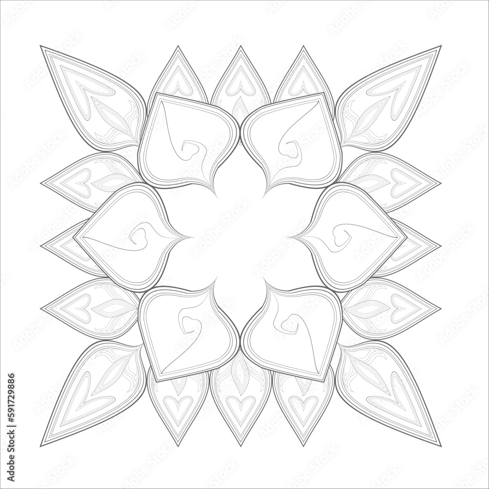 Mandala art for coloring book and art therapy. Doodle vector of flowers for coloring sheet for every age