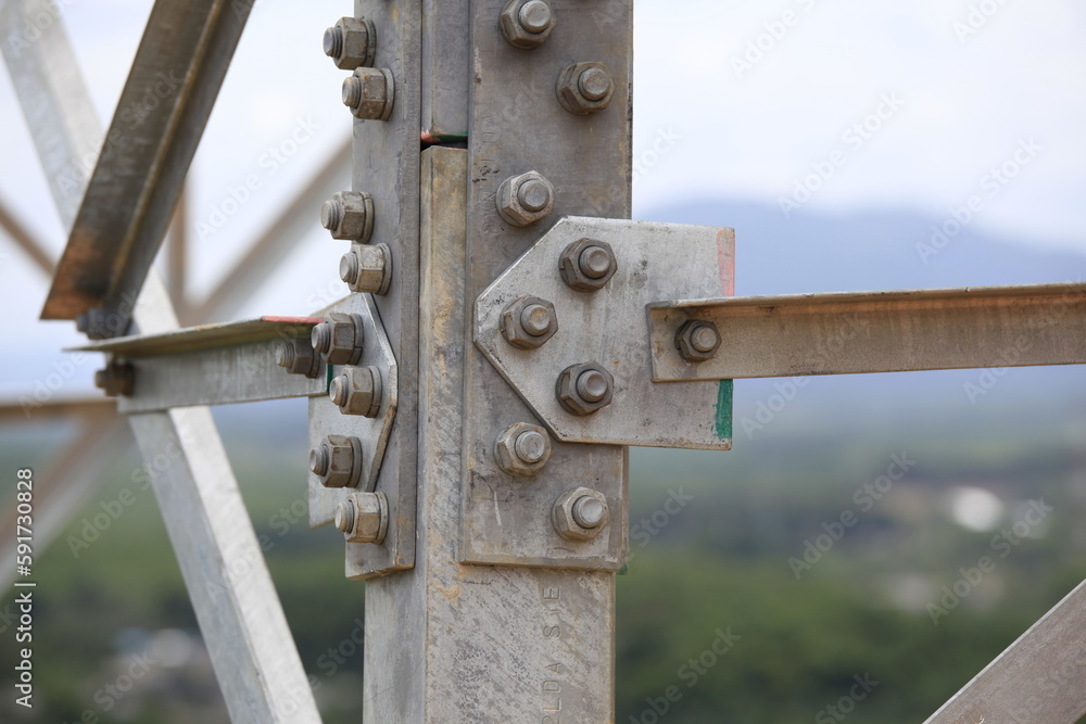 connecting of steel tower base