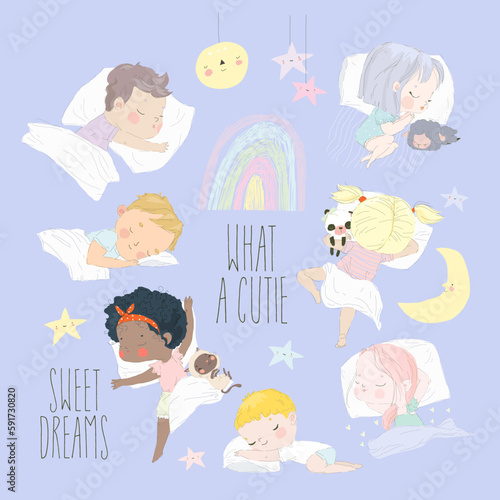 Adorable Little Boys and Girls sleeping Sweetly in their Beds