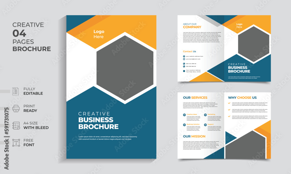 Modern and Minimalist business brochure template layout design, creative business brochure, professional business profile brochure, corporate company profile, annual report, simple business brochure. 