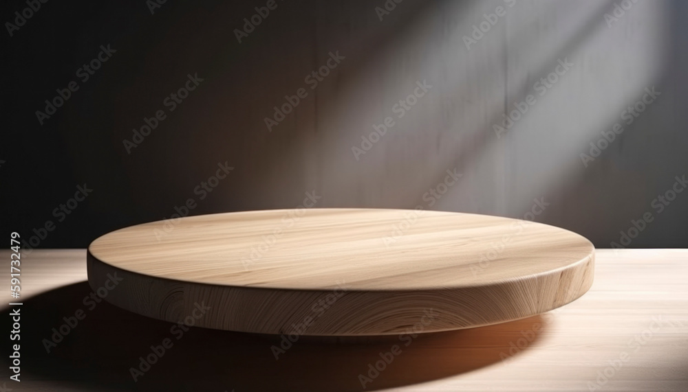 Empty beautiful round wood table top counter on interior in clean and bright with shadow background, Ready,white background, for product montage.. Empty beautiful round wood table top counter on interior in clean and bright with shadow background, Ready,white background, for product montage..
