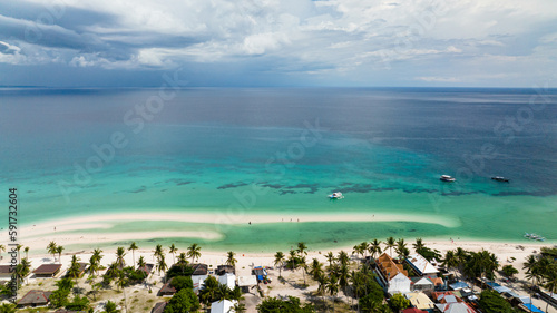 Aerial view of tropical landscape with a beautiful beach. Bantayan island, Philippines. © Alex Traveler