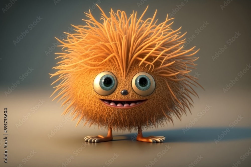 cartoon cute rambutan character, Generative AI cartoon cute rambutan character, Generative AI