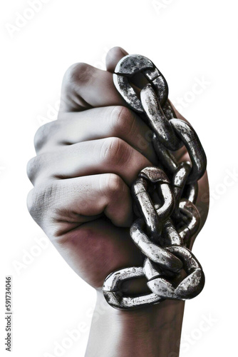 Woman Holding Chain Representing Liberty - Close-up. Generative AI