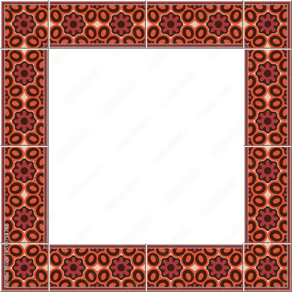 Antique tile frame round curve cross flower petals Antique tile frame round curve cross flower petals