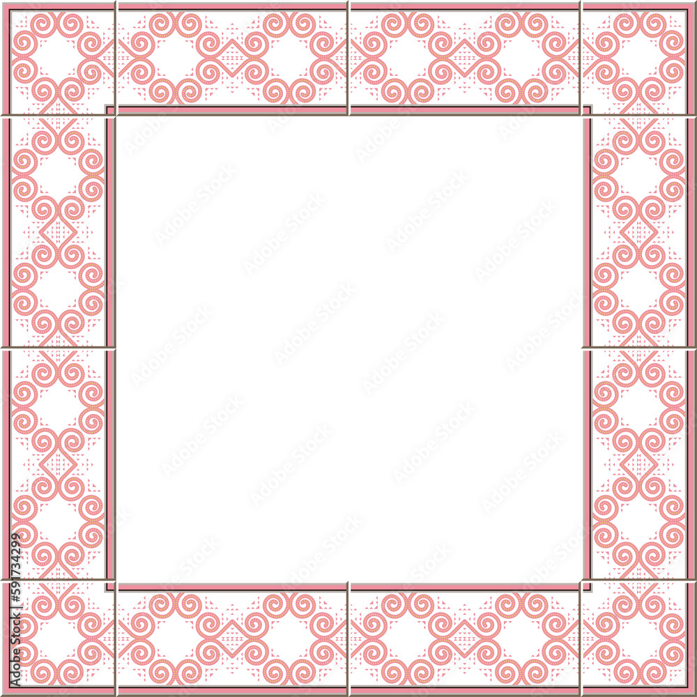 Antique tile frame pink spiral vortex cross line halftone Antique tile frame pink spiral vortex cross line halftone