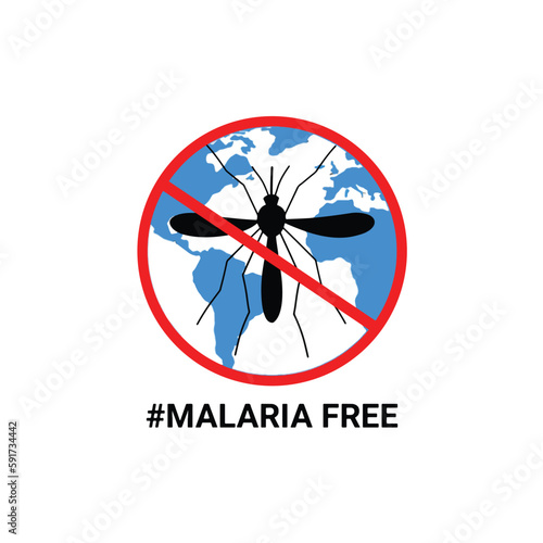Malaria free sign. Stop the spread of the Malaria. Template for background, banner, card, poster with text inscription.