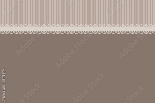 Text frame with vertical stripe lace ribbon - brown