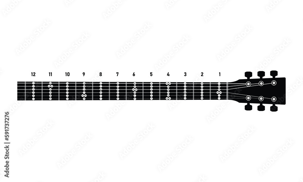 Notes on the guitar neck,Guitar Chords diagram, Stock Vector Adobe Stock