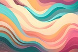 Retro 60s, 70s Style Abstract Background with Colorful Waves, AI Generated