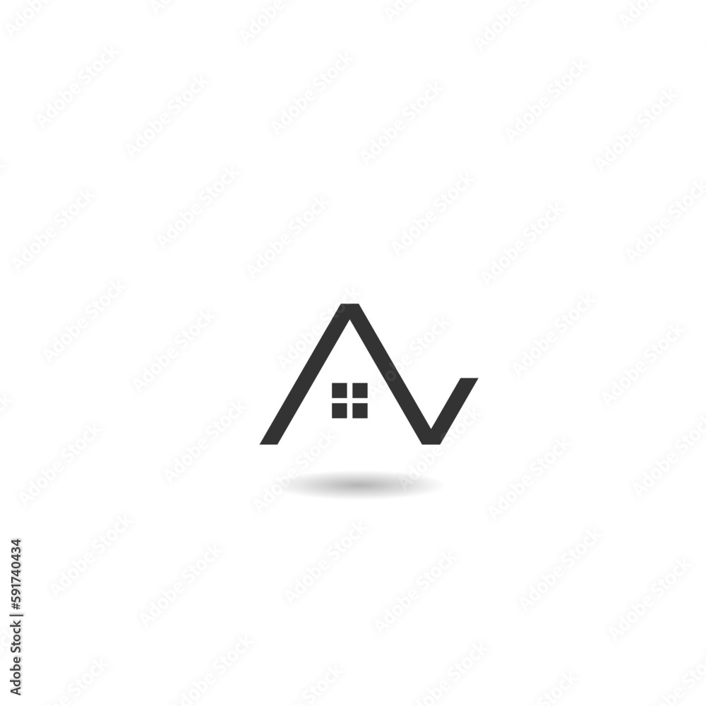 Roof of the house icon with shadow Roof of the house icon with shadow