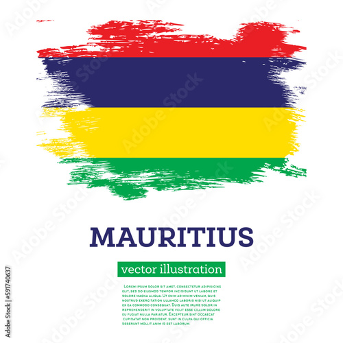Mauritius Flag with Brush Strokes. Independence Day.