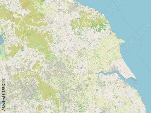 Yorkshire and the Humber, United Kingdom. OSM. No legend photo