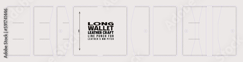 Leather craft sewing pattern for long wallet