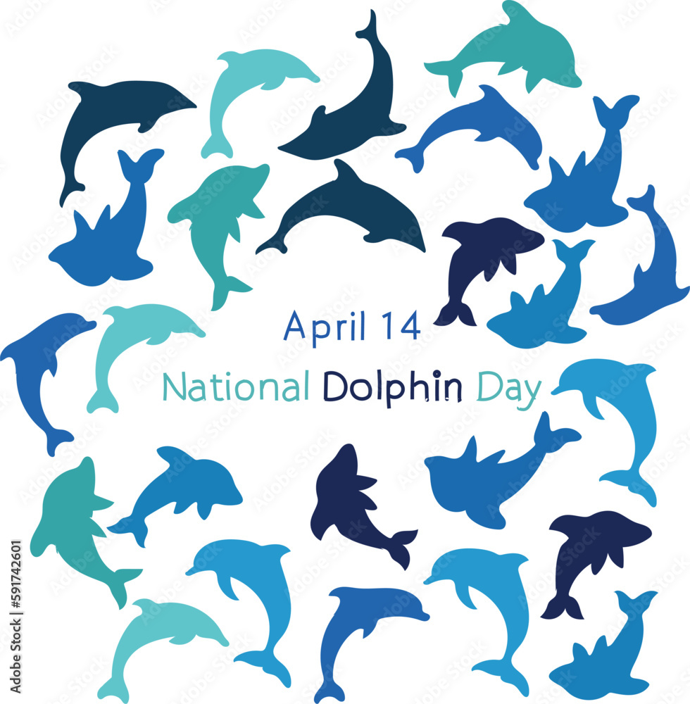 Obraz premium National Dolphin Day is celebrated every year on 14 April