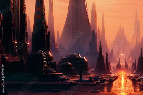 Futuristic city in the dese...